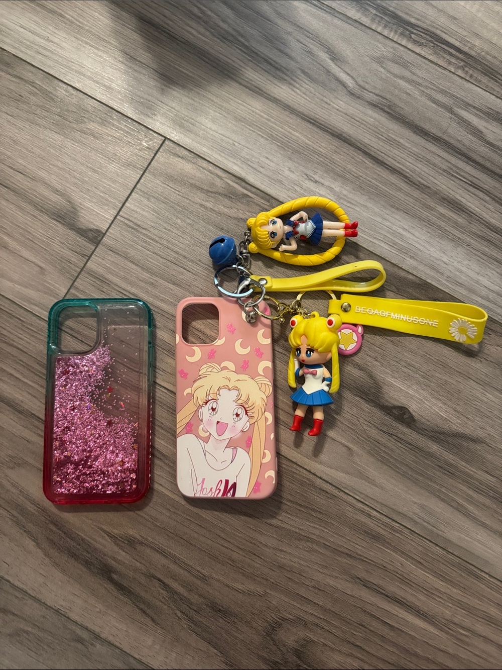 Sailor Moon Pink iPhone 12 mini Phone Case with Keychain Charms and add. case